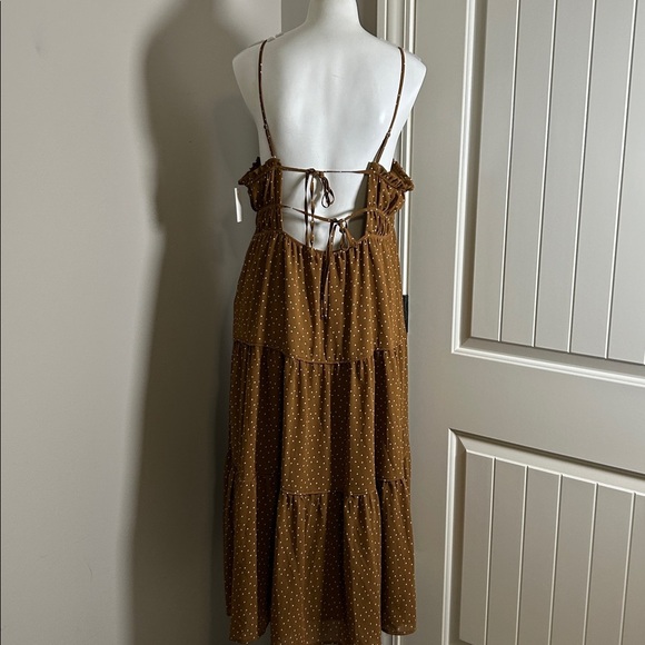 Madewell Sophia Cami Tiered Midi Dress in Dot Brown Polka Dot Sz 14 NEW - Picture 9 of 11